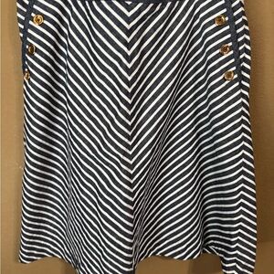 Jones New York Asymmetrical Striped Skirt - Navy and White